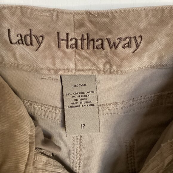 Lady Hathaway Women's Corduroy Brown Wide Leg Pants Size 12  Y2K Cotton Spandex - Picture 5 of 9